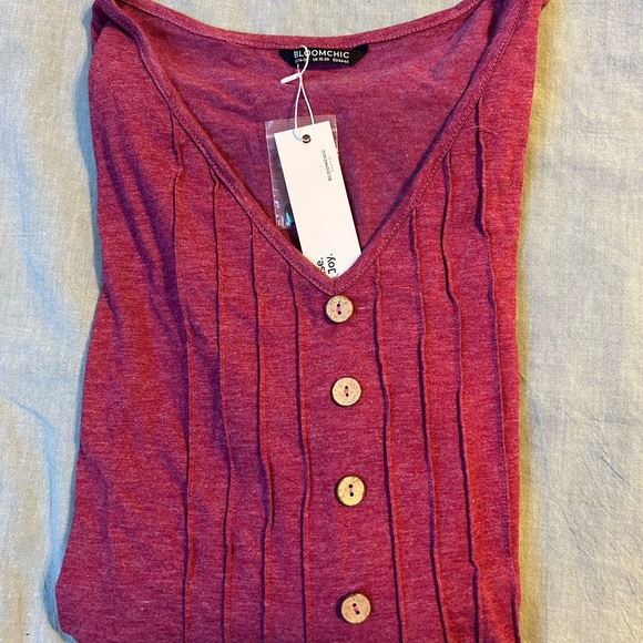 BloomChic Raspberry Top with Button Detail - Picture 5 of 5